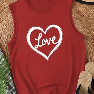 Camiseta sin mangas con textura de corazón y pincelada de punto informal para mujer, chaleco cómodo - Product Image 3