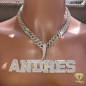 Collar de cadena con colgante de letra 'Snow Beach' con diamantes de moissanita, estilo Hip Hop, joyería de lujo personalizada - Product Image 6