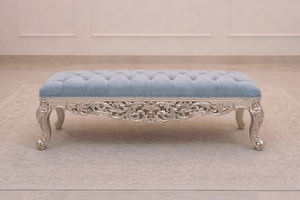 Ensemble de meubles de chambre à coucher modernes et luxueux, orné d'éléments argentés, en teck massif, taille complète, ensemble de lit durable, taille personnalisable, meubles pour la maison - Product Image 3