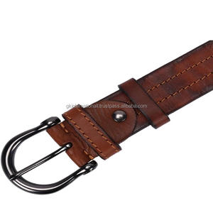 Classic men's fashion brown leather casual <b>belt</b> hand painted custom made full grain leather casual <b>belt</b> for <b>jeans</b> or pants - Product Image 4