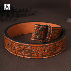 <b>Vintage</b> Embroidered Cow Hide Formal Solid Pattern Silver Buckle Braided Eco-Friendly Heavy Duty Durable Design <b>Belt</b> - Product Image 1