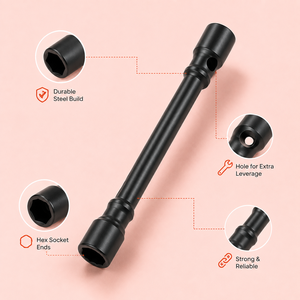 Premium Heavy Duty Two Way Wheel <b>Spanner</b> Lug Wrench End Socket <b>Tool</b> for Car Truck Tire Repair Garage Workshop Automotive Service - Product Image 4