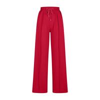 Pantalon tricoté taille haute coupe bootcut pour femme, avec cordon de serrage et taille élastique, décontracté, coupe ample, longueur intégrale, couleur unie, printemps, écologique