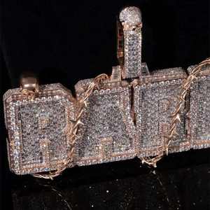 Joyería Hip Hop para Hombre, Colgante Personalizado con Letra y Espinas, Plata de Ley 925 con Moissanita VVS - Product Image 3