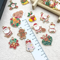 Breloque en alliage émaillé motif Père Noël, renne et flocon de neige, dorée, pour calendrier de l'Avent et décorations de fêtes