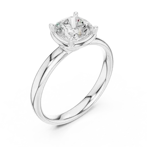 Anillo de compromiso solitario de diamante cultivado en laboratorio de 1.5 ct con corte cojín, engaste de garra de 6.50 mm, vástago delgado de ajuste cómodo, joyería nupcial atemporal - Product Image 1