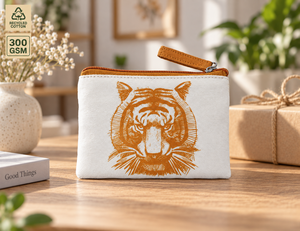 Bolsa de Algodón con Cremallera y Estampado de Tigre Blanco, 13.5x9.5cm, Reutilizable, para Cosméticos, con Logotipo Personalizado, Venta al Por Mayor, Marca Privada, OEM, B2B - Product Image 4