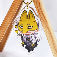 Vente flash Porte-clés en acrylique personnalisé Anime Impression UV Porte-clés en acrylique Cadeau Charmes en acrylique avec feuille d'or