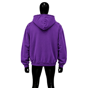 Sudadera con Capucha Morada Oversize para Hombre, 100% Algodón Suave French Terry, Diseño con Estampado en el Bolsillo Delantero, Otoño - Product Image 2