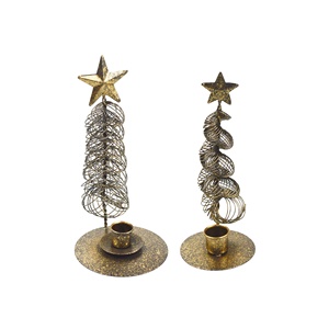 Portavelas con tema de Metal, diseño de acabado antiguo, decoración de Navidad, soporte de mesa, decoración de luz en T, diseño de Metal de hierro - Product Image 1