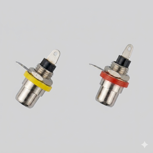 ชุดอะแดปเตอร์ RCA ตัวเมียแบบ Small Lotus พร้อมขั้วต่อ AV ตัวเมีย ผลิตจากโลหะผสมสังกะสี ชุบนิกเกิล สำหรับติดตั้งบนแผง ประกอบด้วยชิ้นส่วนสามชิ้น - Product Image 5