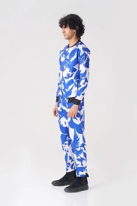 Ensemble de survêtement pour homme, imprimé oiseaux bleus et blancs, veste zippée et pantalon, vêtements de sport décontractés, coupe régulière, polyester, pour le jogging - Product Image 2
