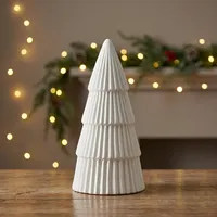 Sapin de Noël personnalisé en résine en forme de pin, petit décor de table d'intérieur avec base pour ornements, durable, blanc