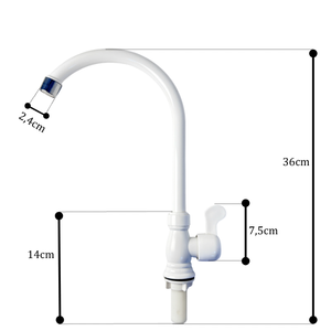 Robinet de cuisine moderne à eau froide KSOM-49T2T KSOM-49T2XX de haute qualité, avec bouton, col de cygne, montage sur plan, finition chromée, ABS - Product Image 4