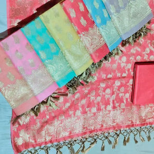 Costume en soie pure Banarasi 3 pièces jaal - Product Image 1