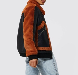 High Quality Casual <b>Men</b> Shearling Leather <b>Jacket</b> Front Zipper Side Pockets Comfortable Fit OEM Shearling Leather <b>Jacket</b> For <b>Men</b> - Product Image 3