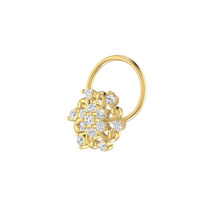 AJRETAIL 0.11 Carat Yellow 14K Gold Flower Shape Bezel Set Diamond <b>Nose</b> Pin-Ethnic Style Engagement Jewelry HI Color VS-SI - Product Image 2