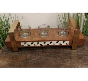 Bandeja de té de madera de lujo hecha a mano con detalles de nácar para la hospitalidad del Ramadán y el servicio árabe en majlis. - Product Image 1