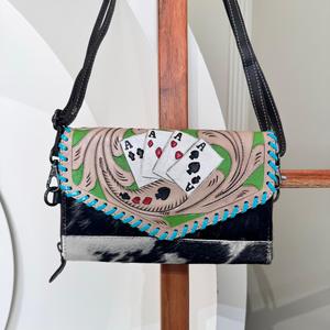 Pochette portefeuille en cuir sculpté usiné à la main étui de téléphone élégant en cuir de vachette couleur turquoise portefeuilles pour femmes nouvel arrivage - Product Image 2