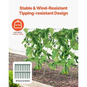 Set di tralicci da giardino pieghevoli in metallo da 1,2 m per piante rampicanti, include clip per piante e traliccio per cetrioli, letto rialzato 89 x 140 cm - Product Image 3