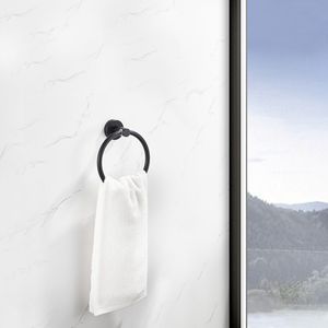 Set di Accessori per Bagno in Alluminio Spesso Nero Opaco 16-27 Pollici Regolabile 3 Pezzi con Portasciugamani e Altri Accessori - Product Image 3