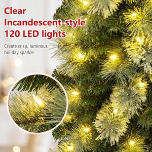 Albero di Natale a Matita Pre-Illuminato da 6/7/8 Piedi con 120/150/200 Luci LED Bianco Caldo e 8 Modalità - Product Image 5