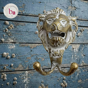 Gancho de Pared con Cabeza de León, 2 Ganchos, Hierro Fundido, Plegable, Ecológico, Impermeable, Autoadhesivo, Diseño Animal Vintage para Ropa - Product Image 1