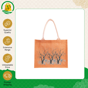 Sacs de shopping en toile de jute teintée de qualité supérieure, durables, écologiques, personnalisés avec un imprimé géométrique et une poignée rembourrée en sangle - Product Image 2