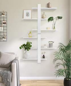 Estantes flotantes de madera de 3 niveles; estantería decorativa grande para almacenamiento en el hogar, ideal para plantas y fotos - Product Image 3