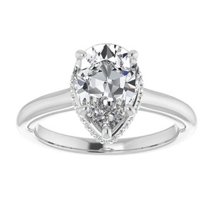 Pear Cut Moissanite <b>Ring</b> 925 Sterling <b>Silver</b> White Gold Plated <b>Solitaire</b> Engagement Wedding Promise <b>Ring</b> for Women - Product Image 1