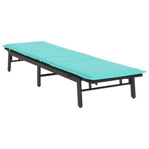 Tumbona de Ratán Sintético Negro con Cojín, Cómoda Tumbona para Exteriores - Product Image 4