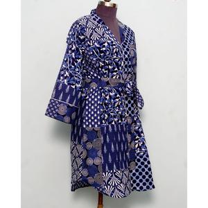 Vestido Largo de Algodón Ecológico con Estampado Floral, Mangas Coreanas, Estampado a Mano, Cuello en V, Talla Midi, Estilo Camisero, Informal, para Fiestas de Verano - Product Image 5