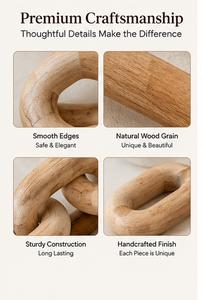 Cadena Decorativa de Madera Tallada a Mano de Alta Calidad, Adorno Moderno de Madera Natural para Mesa de Centro, Oficina en Casa, Regalo de Diwali - Product Image 4