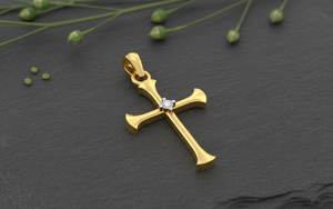 14k <b>Gold</b> Cross Pendant VVS1 Lab Diamond Custom Design Manufacturer Religious Jewelry <b>Crucifix</b> <b>Necklace</b> Charm Wholesaler OEM ODM - Product Image 5
