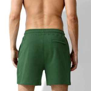 Shorts unisexe 2026 en toile de polyester vert uni avec cordon de serrage, poches avant, style vintage, personnalisable, élastique, écologique - Product Image 3