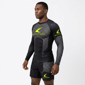 Rashguard de MMA BJJ OEM para Hombre, Manga Larga, Transpirable, Antibacteriano, UPF50+ - Product Image 2
