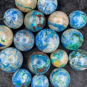 Boule de cristal naturelle Quantum Quattro Sphere en chrysocolle, pierre de guérison, Reiki, méditation, énergie, faite à la main, décoration d'intérieur, vente en gros - Product Image 5