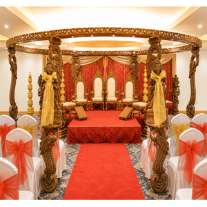 Mandap de Madera para Bodas Mayuri, Mandap de Madera Artesanal, Hermoso Mandap de Madera con Espirales para Decoración de Eventos - Product Image 1