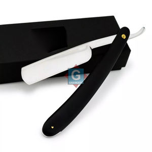 Rasoir de barbier en acier inoxydable, rasoir droit avec manche en plastique et emballage élégant - Product Image 1