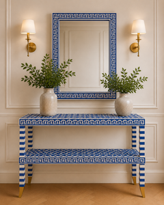 Nouvelle Table Console 2026 en Os d'Éléphant avec Cadre de Miroir et Étagère, Meuble d'Entrée Moderne pour Hall d'Entrée et Décoration - Product Image 5