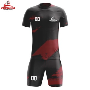 เสื้อฟุตบอล ชุดฟุตบอล รับผลิตแบบ OEM/ODM ขายส่ง ออกแบบเองได้ ผ้าโพลีเอสเตอร์สำหรับฤดูร้อน ระบายอากาศ แห้งเร็ว แขนสั้น - Product Image 1