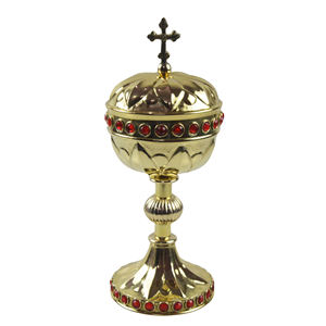 Cáliz y Ciborio para Sacerdotes de la Iglesia Católica Cristiana con Acabado de Latón Pulido, Artículos Religiosos, Aspecto Simple y Elegante - Product Image 5