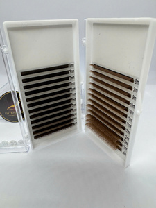 Chocolate Brown Individual <b>Lash</b> <b>Extensions</b> Soft Natural Look Matte Korean PBT Eyelash Trays Wholesale Custom Logo OEM 12 Rows - Product Image 1