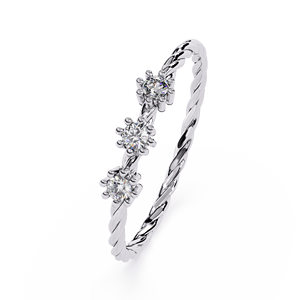 Anillo de Oro Amarillo de 14k con Diamantes para Mujer, Corte Brillante Redondo, Banda Espiral Clásica, Joyería de Compromiso - Product Image 6
