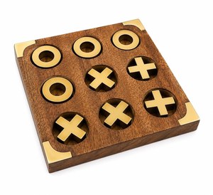 Jeu de puzzle Tic Tac Toe en bois tendance avec incrustations en laiton de qualité supérieure, jouet éducatif pour l'entraînement cérébral, pour enfants et familles. - Product Image 1