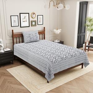 HEAVENBIRDS Draps plats en coton premium imprimés de motifs végétaux verts personnalisables, 1 housse de coussin incluse, 300 fils/cm² - Product Image 3