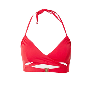 Conjunto de Bikini Triangular Rojo Sólido para Mujer, Traje de Baño de 2 Piezas, Cuello Halter, Parte Inferior de Cintura Alta, Nailon/Spandex de Secado Rápido - Product Image 4