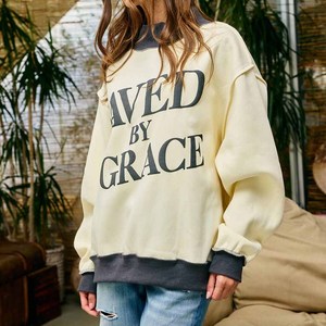 เสื้อสเวตเชิ้ตคอกลมโอเวอร์ไซส์ Saved By Grace ผ้าฝ้ายเฟรนช์เทอร์รี่ ทรงลำลอง ใส่ได้ทั้งชายและหญิง เหมาะสำหรับฤดูใบไม้ร่วง คอเต่า - Product Image 3