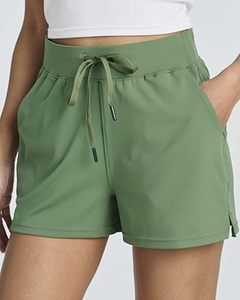 Shorts pour femmes respirants de haute qualité en gros, design personnalisé, 100 % coton, coupe ajustée boutonnée, taille élastique sportive, tissu Oxford - Product Image 2