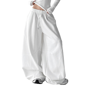 Wide <b>Leg</b> Ladies 100% Cotton Oversized Sweatpants Drawstring Joggers Baggy Style Casual <b>Track</b> <b>Pants</b> Trousers For Women's - Product Image 5